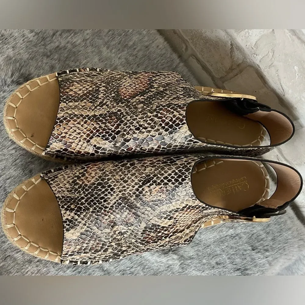 Catherine Malandrino Cirkly Espadrille Snakeskin Print Wedge Sandals Size 8